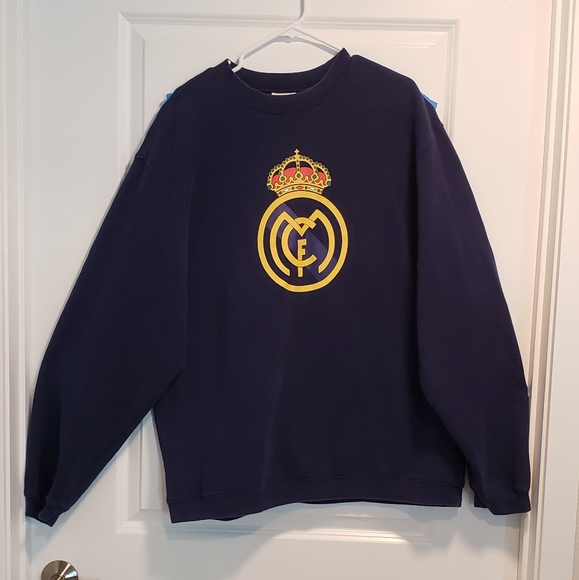 Vintage Sweatshirt Real Madrid XL Soccer Adidas Early 2000s Y2K - Picture 1 of 6